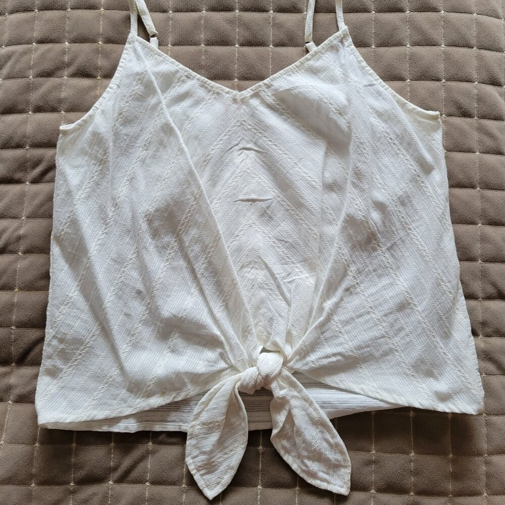White Tie-Front Tank Top